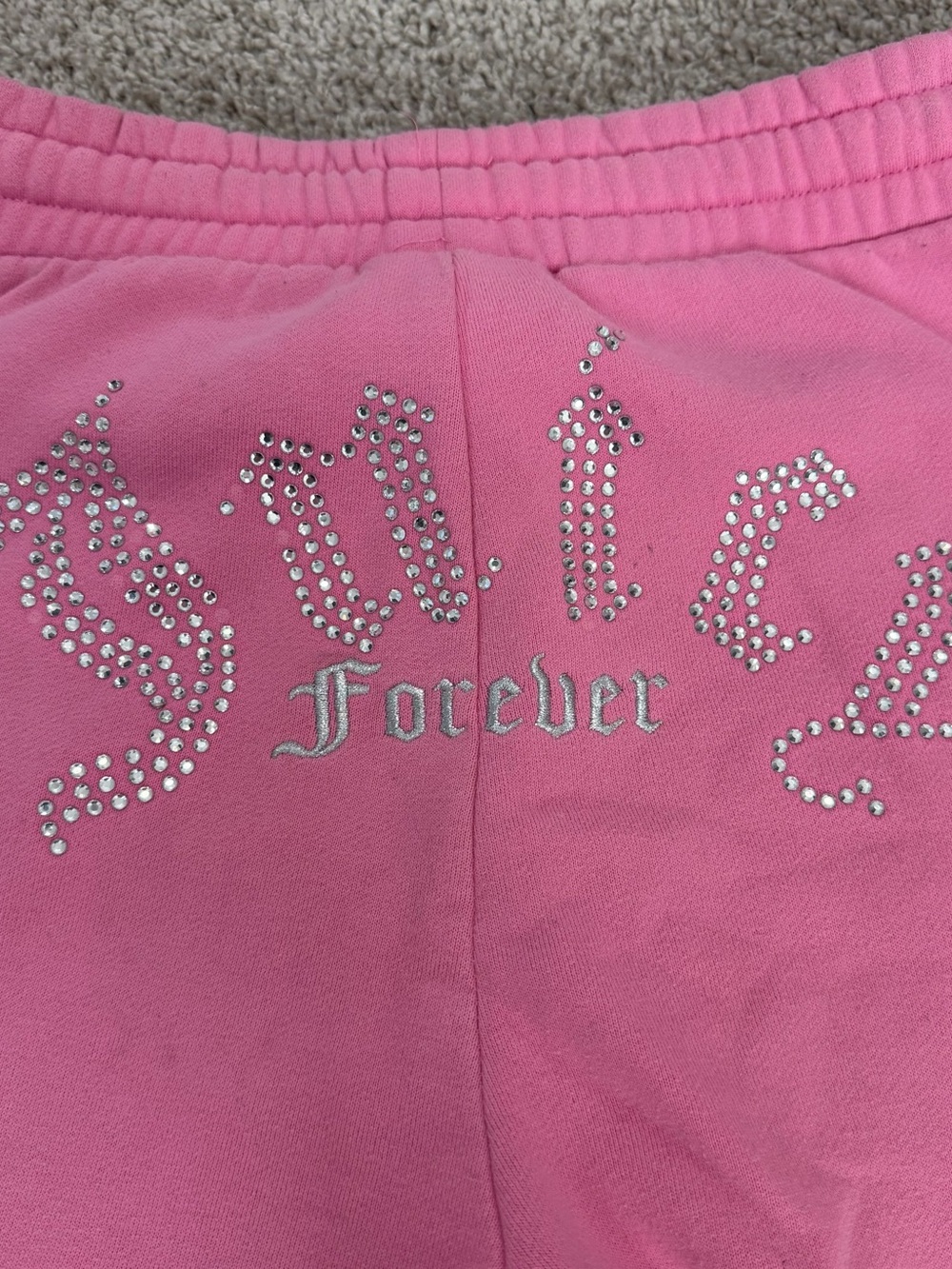 Forever 21 Pink Girls Rhinestone 'Forever' Sweatpants